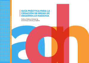 Diseño con texto Guía práctica para la creación de Áreas de Desarrollo Naranja