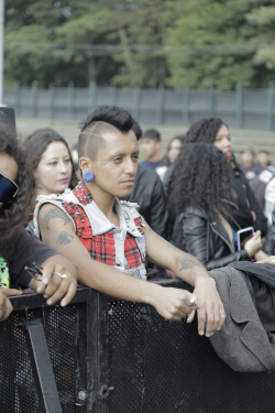 Joven en público observa escenario